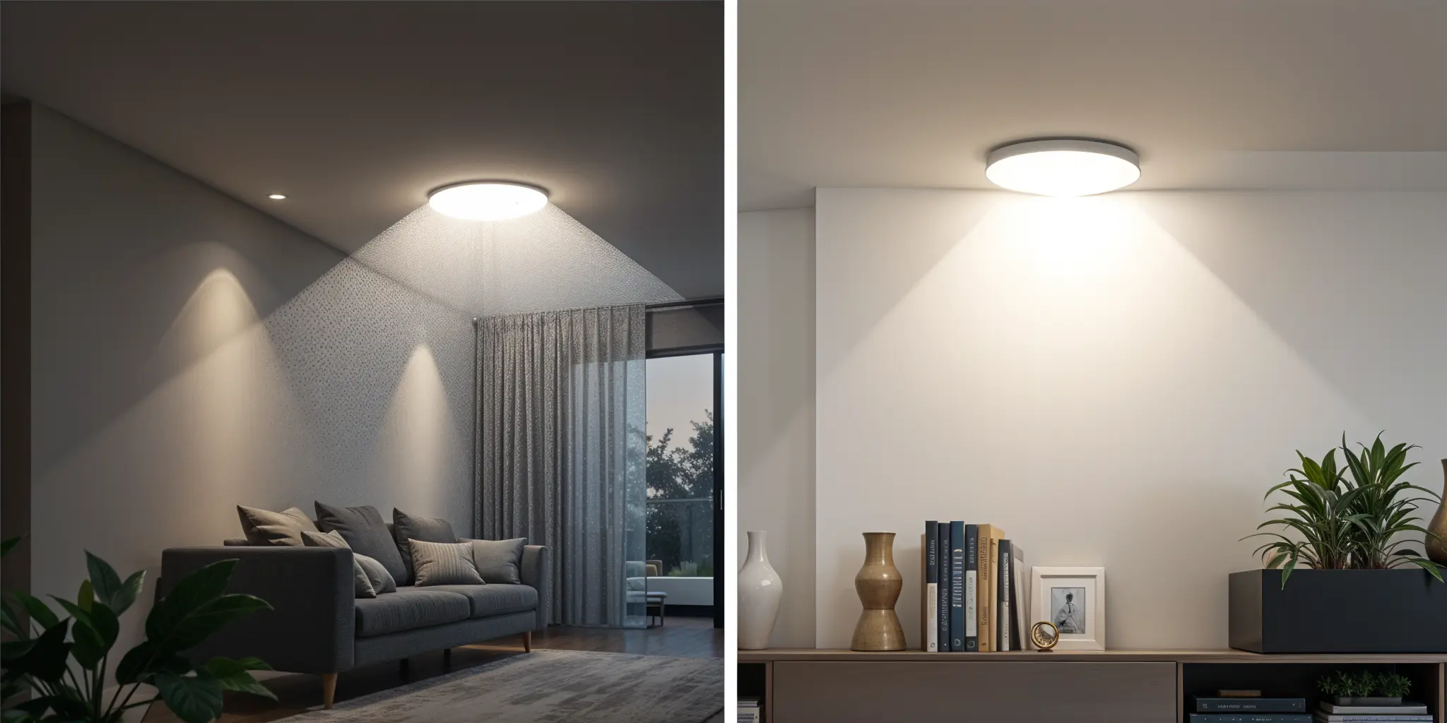 Comparison of can lights and recessed lights in a modern room highlighting key differences in design and illumination - Can Lights vs Recessed Lights: Key Differences & Guide - Vorlane Comparison of can lights and recessed lights in a modern room highlighting key differences in design and illumination - Can Lights vs Recessed Lights: Key Differences & Guide - Vorlane