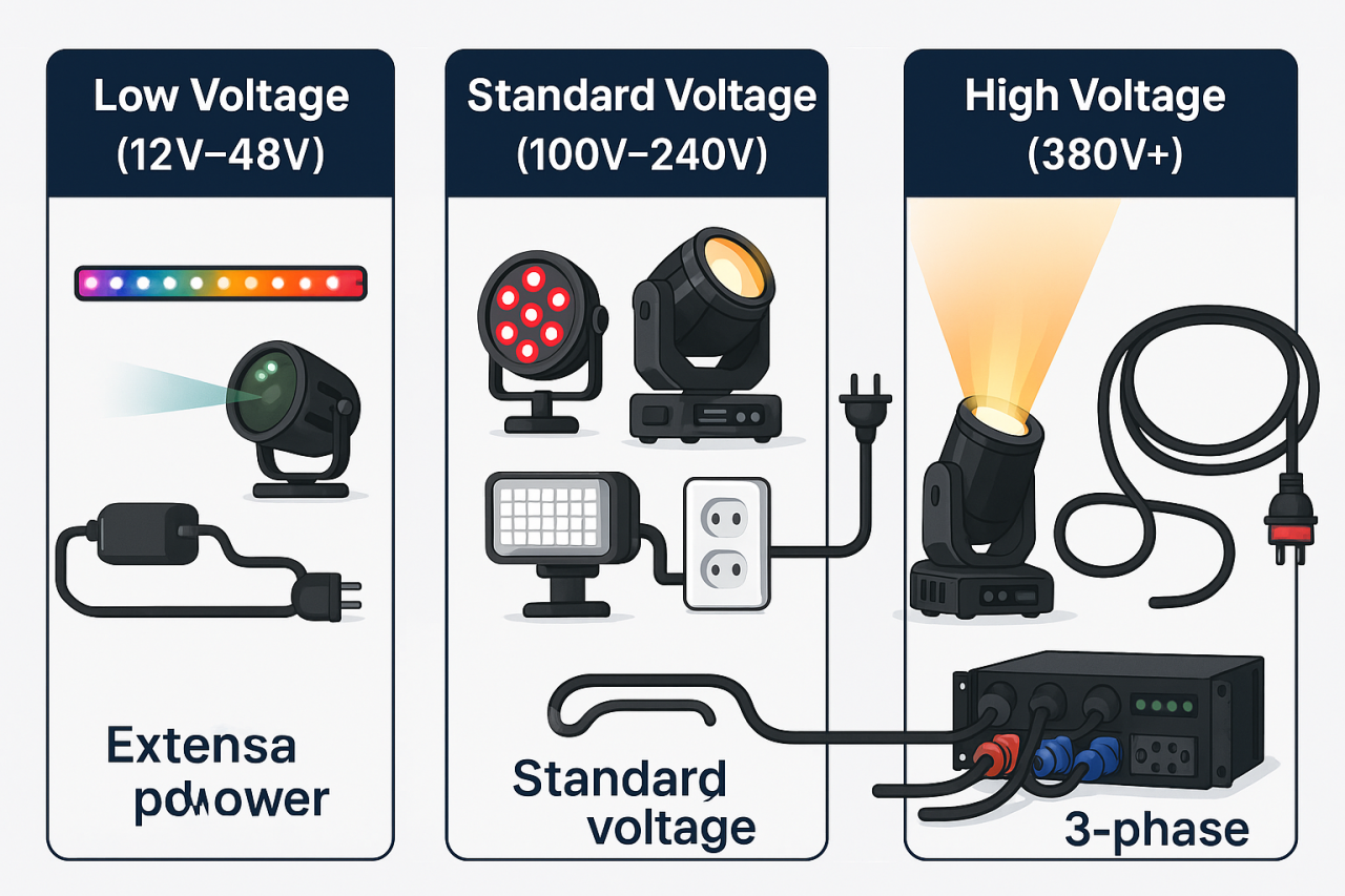 Comparison of low standard and high voltage stage lighting setups - What Voltage Is Stage Lighting? - Vorlane - Vorlane Comparison of low standard and high voltage stage lighting setups - What Voltage Is Stage Lighting? - Vorlane - Vorlane