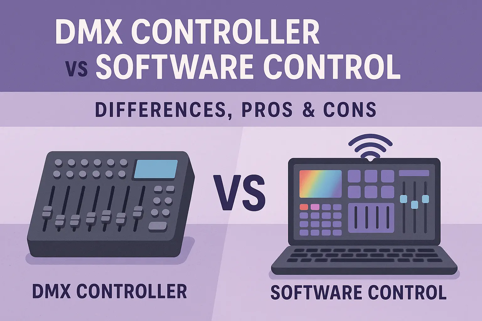 DMX controller vs software control comparison for stage lighting systems - DMX Controller vs Software Control: Differences, Pros & Cons - Vorlane DMX controller vs software control comparison for stage lighting systems - DMX Controller vs Software Control: Differences, Pros & Cons - Vorlane