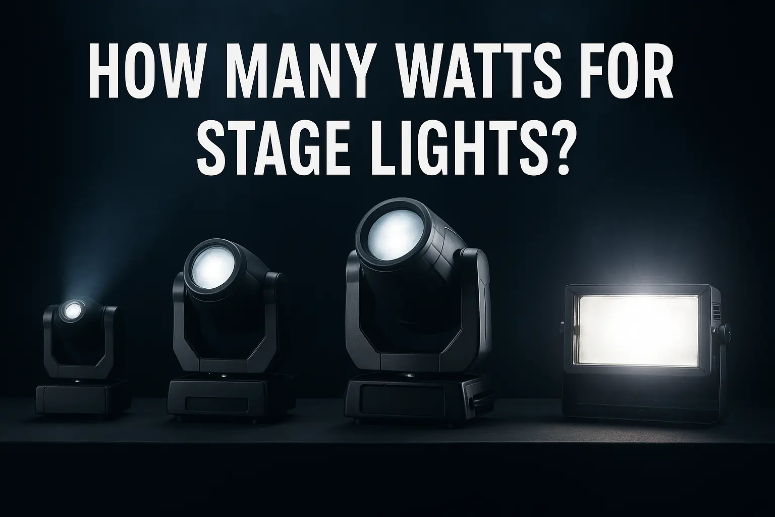 Labeled stage lights with different wattages on display - How Many Watts for Stage Lights? A Complete Guide - Vorlane - Vorlane Labeled stage lights with different wattages on display - How Many Watts for Stage Lights? A Complete Guide - Vorlane - Vorlane