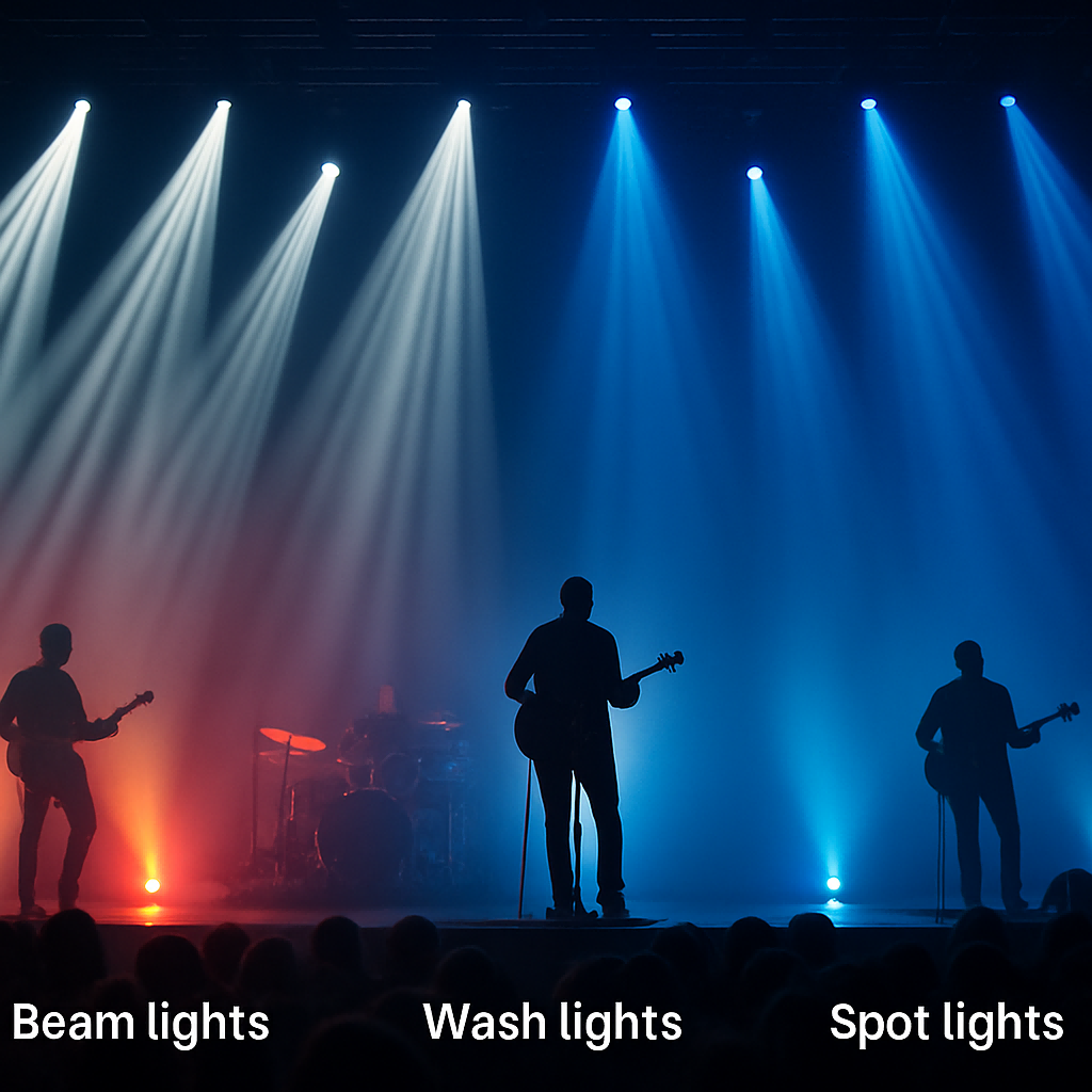 Live stage lighting setup with wash beam and spotlights highlighting a concert performance - What Is the Best Way to Light a Stage? - Vorlane - Vorlane Live stage lighting setup with wash beam and spotlights highlighting a concert performance - What Is the Best Way to Light a Stage? - Vorlane - Vorlane