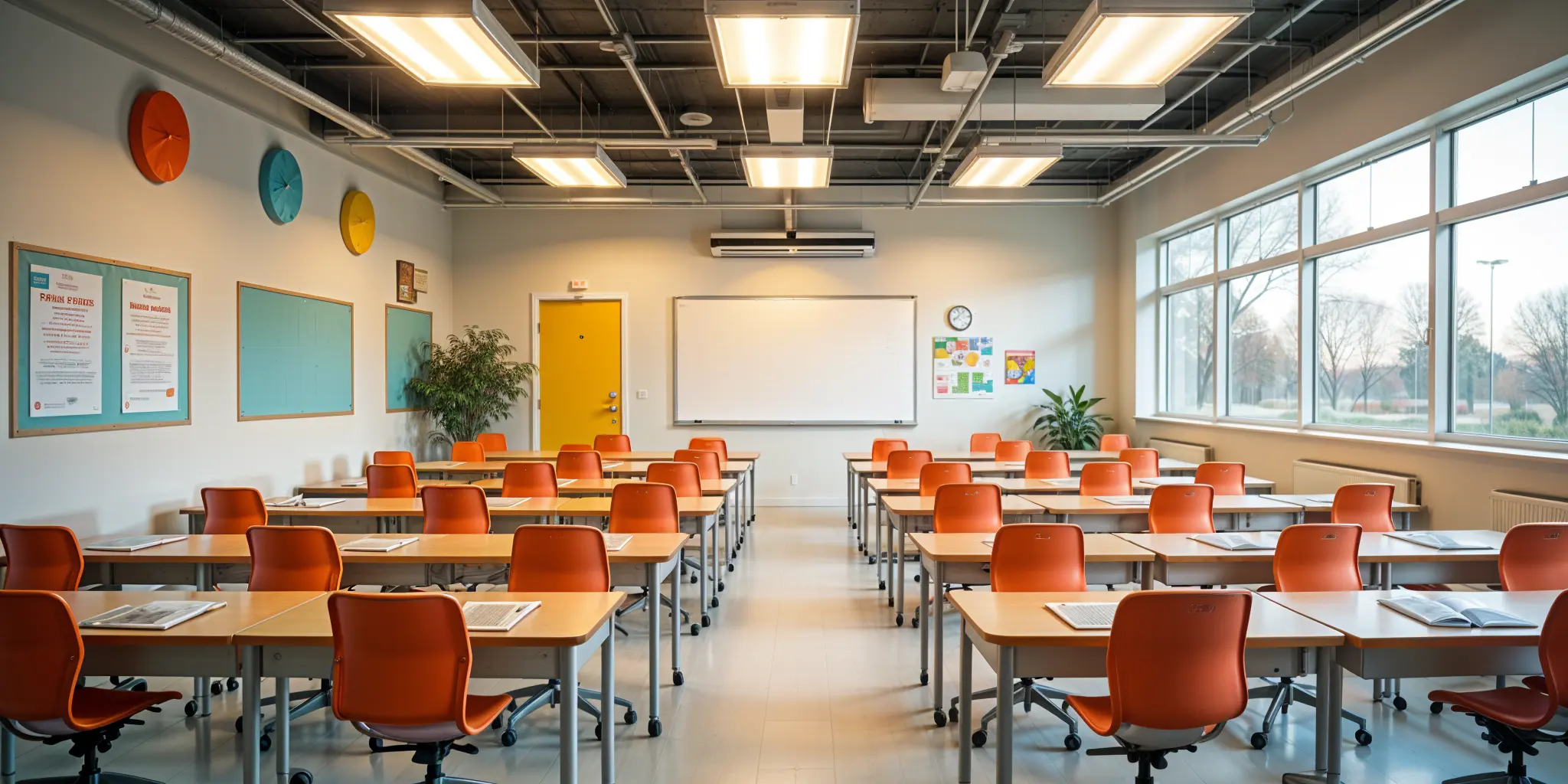 Modern classroom with LED panel lights task lighting and natural light for a bright focused learning environment - Top Classroom Lighting Ideas for Enhanced Learning in 2026 - Vorlane Modern classroom with LED panel lights task lighting and natural light for a bright focused learning environment - Top Classroom Lighting Ideas for Enhanced Learning in 2026 - Vorlane