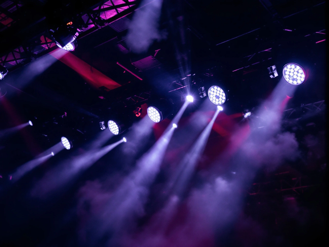 Stage scene with PAR 36 beam lights on truss and mirror ball - What is PAR 36? – A Detailed Guide for You - Vorlane - Vorlane Stage scene with PAR 36 beam lights on truss and mirror ball - What is PAR 36? – A Detailed Guide for You - Vorlane - Vorlane
