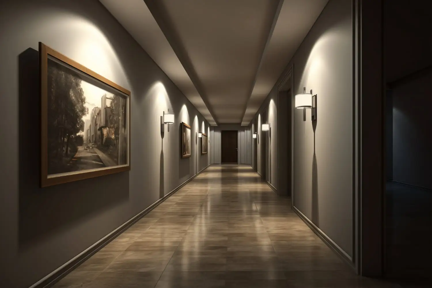 Stylized bookmark lights in a corridor accentuating the soil conditional theme for readers - Choosing the Right Lighting Fixtures for Corridors - Vorlane - Vorlane Stylized bookmark lights in a corridor accentuating the soil conditional theme for readers - Choosing the Right Lighting Fixtures for Corridors - Vorlane - Vorlane