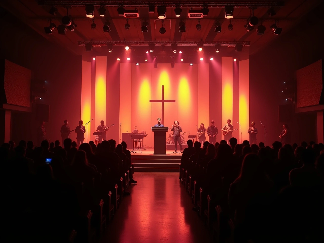 Well lit church stage with layered lighting for worship and preaching - How Many Lights Do I Need To Light My Church Stage? - Vorlane - Vorlane Well lit church stage with layered lighting for worship and preaching - How Many Lights Do I Need To Light My Church Stage? - Vorlane - Vorlane